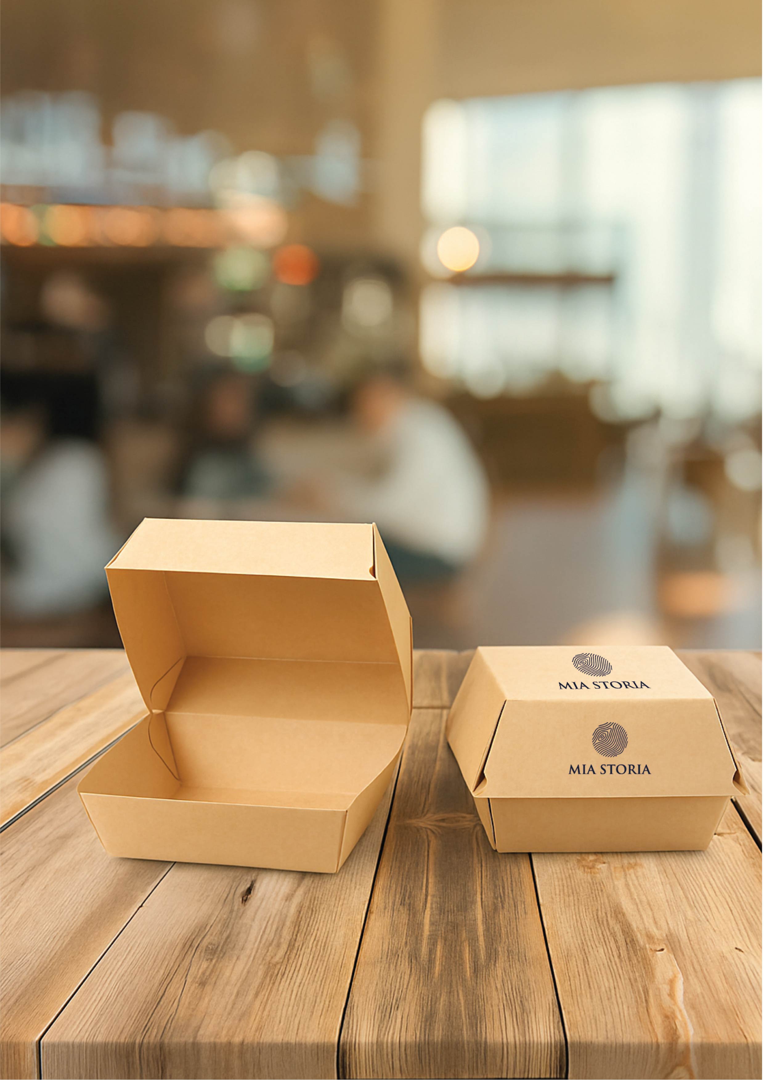 Bedruckte Burger-Box aus Kraftkarton