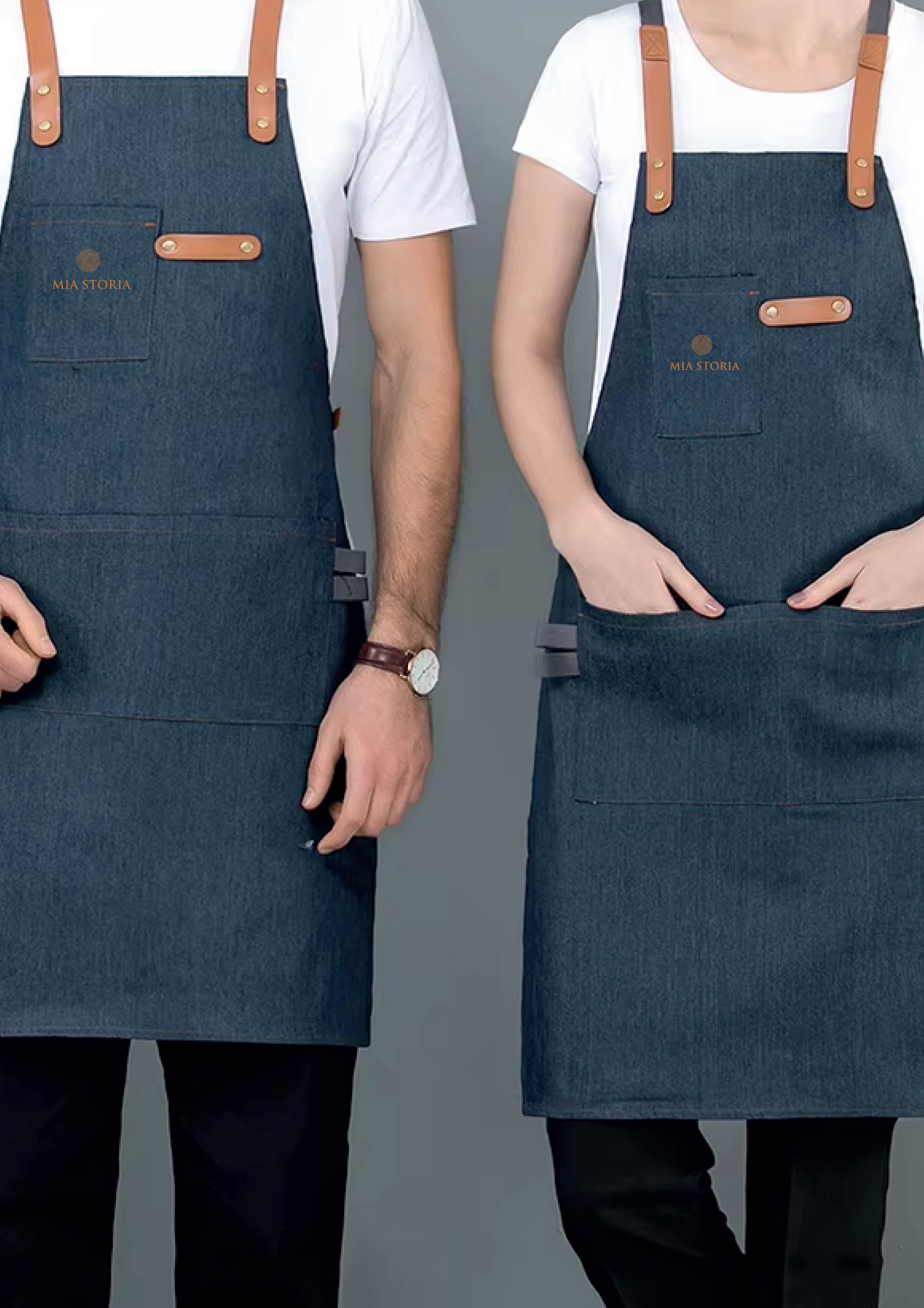 Barista-Schürzen aus Denim mit Lederriemen