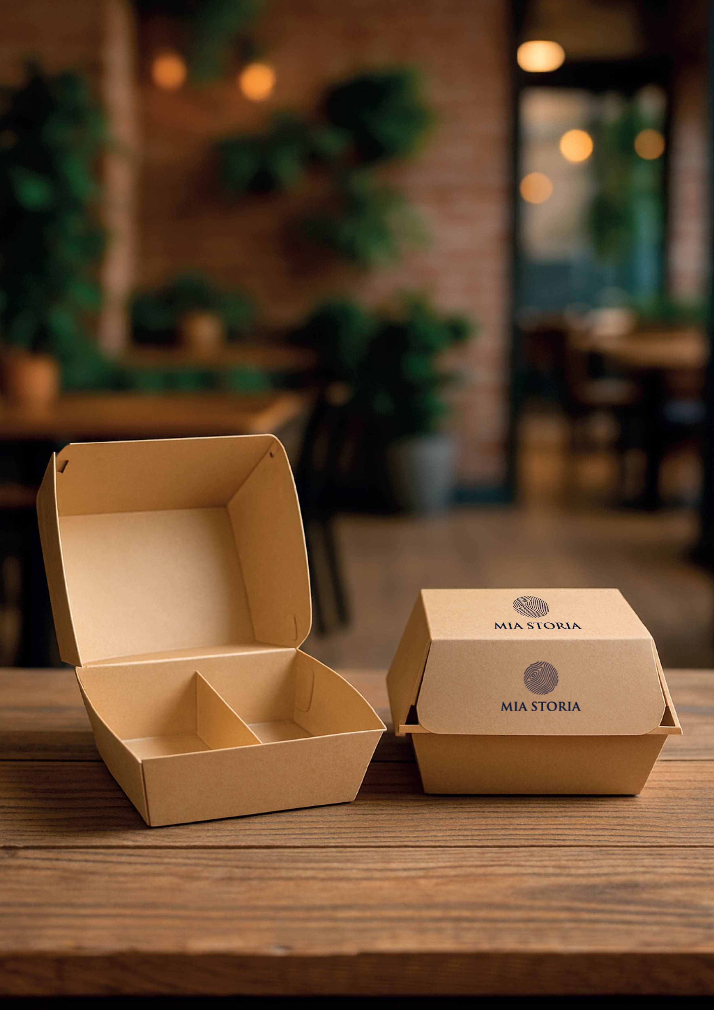 Bedruckte Burger-Menü-Box mit Fach